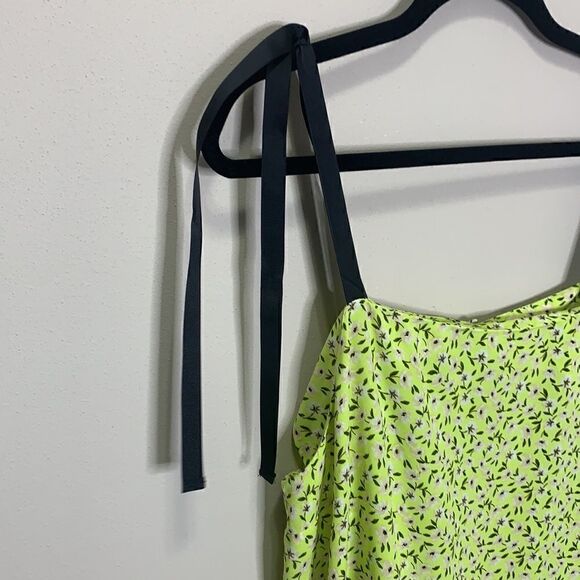 Topshop size 10 yellow floral tie sleeves drop waist (F1) - Picture 3 of 9